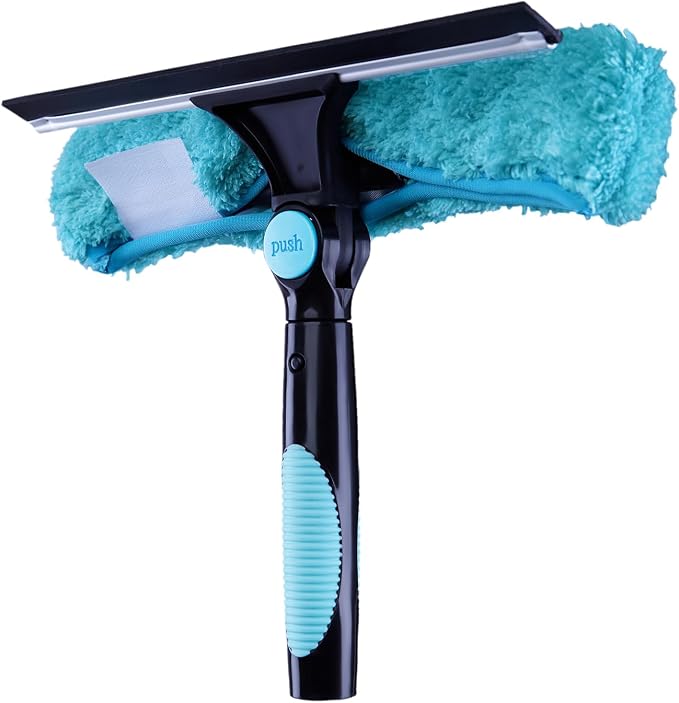 4pcs 11" Window Squeegee & Microfiber Scrubber 2-in-1 Cleaning Tool | Attachment Only
