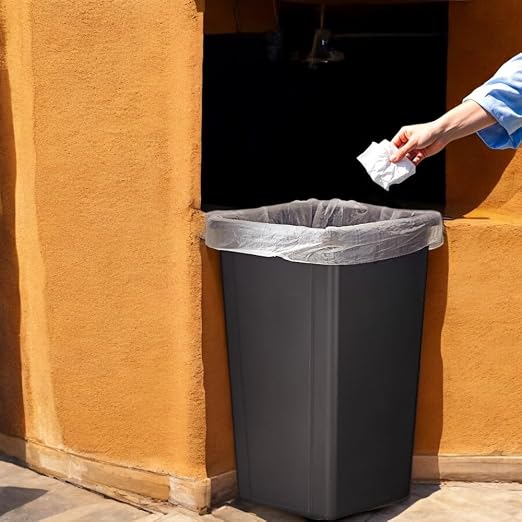 19 Gallon Blue Square Plastic Trash Can, Commercial Use