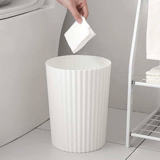 JiatuA Small Trash Can Plastic Wastebasket Round Garbage Container Bin for Bathroom, Kitchen, Bedroom, Home Office, College Dorm, White 4 Pack | Sturdy Stylish Decor Round Garbage Container Bin for Kitchen, Bedroom, Home Office, College Dorm Essentials