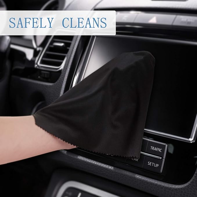 Frienda 12 Pack Microfiber Cleaning Cloth,Black, White, Gray, Royal Blue | 12x12 Inch Large for Eyeglasses Screen Lens, Reusable Washable, Streak-free Lint-free, Cameras Phones Tablets Monitors