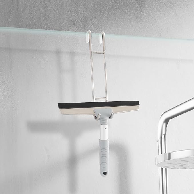 NINETREX Shower Door Hooks, Towel Hooks Frameless Glass Door, 10", 2 Pack | Heavy Duty SUS 304 Stainless Steel, for Towels Squeegee Loofah Shaver Robe, Bathroom Storage, Brushed Nickel