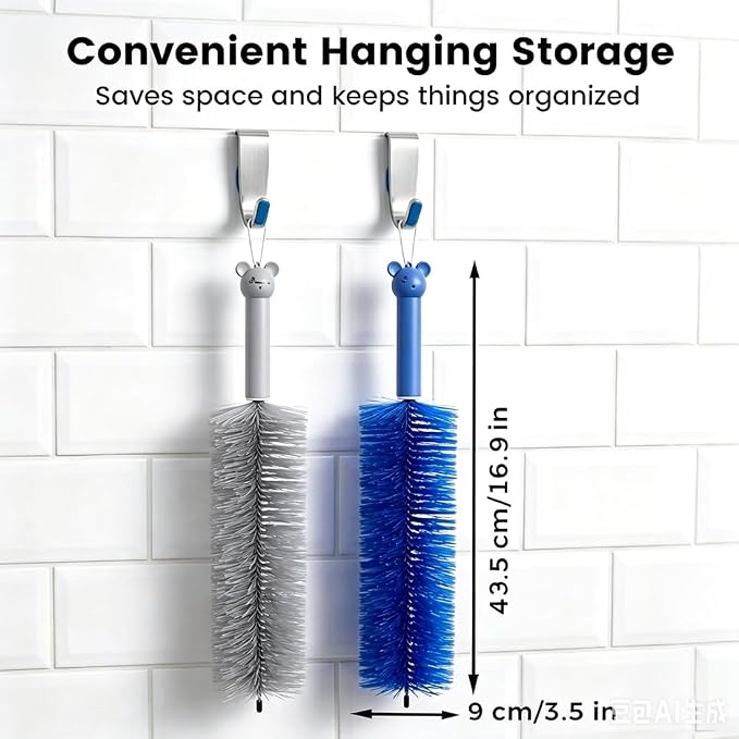Ultimate Dusting Tool, Fan Cleaning Brush, Bendable Microfiber Head, Flexible Microfiber Duster Remover Washable ldeal for Electric Fans Air Conditioning, Home Car Vents, Curtain (2pcs*Blue)