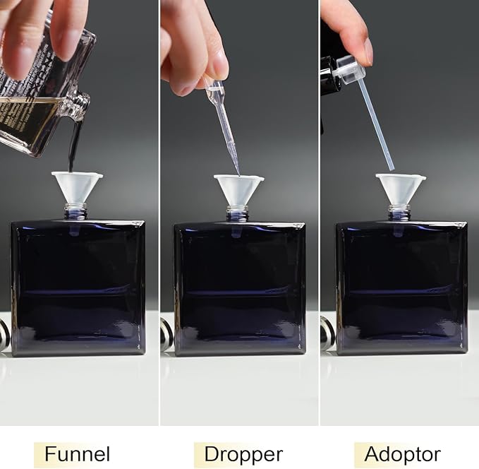 100ml/3.4Oz Glass Spray Perfume Bottle Empty Cologne Atomizer | Refillable Perfume Spray Bottle Container with 3 Kinds of Dispenser