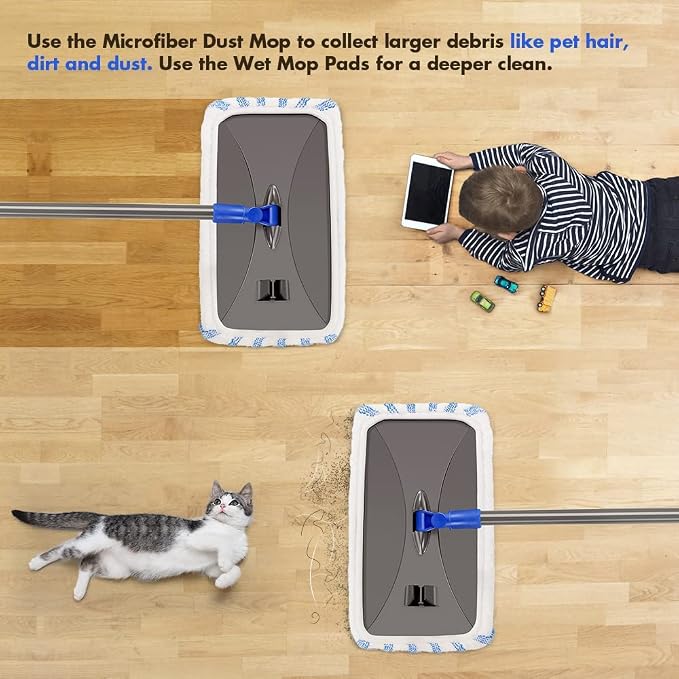 Masthome Microfiber Mop Refills 15x8 inches, 3 Pack, Washable & Reusable Microfiber Mop Pads for Wet and Dry Use, Large Surface Mop Replacement Pads for Flat Mop B076HM59FX, B07RQXR7PN