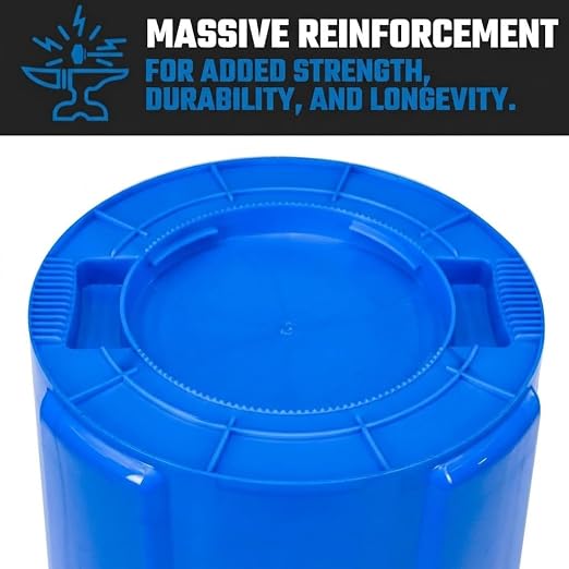 Magnum 32 Gallon Trash Can, High-Vis Blue, Construction Grade, Heavy Duty Plastic, Jobsite Ready for Holding Garbage and Recycling CMTC-C000-32B03 (3 Pack)
