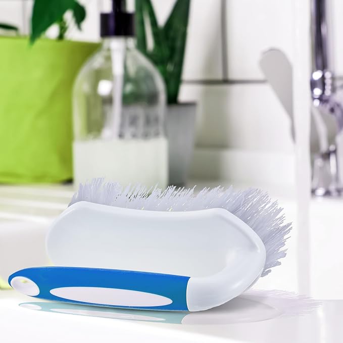 Lallisa 12 Pcs Scrub Brush for Cleaning with Handle Comfortable to Grip Heavy-Duty Flexible Stiff Bristles Scrubber Brushes Bulk for Shower Bathroom Carpet Kitchen Floor Tiles (Blue)