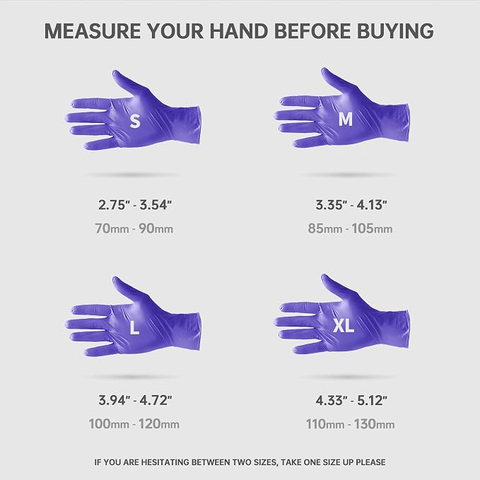 Medical Nitrile Exam Gloves, 4 Mil Powder-Free Latex-Free Disposable Food-Safe Cooking Cleaning, Blue-Violet 100 Pcs