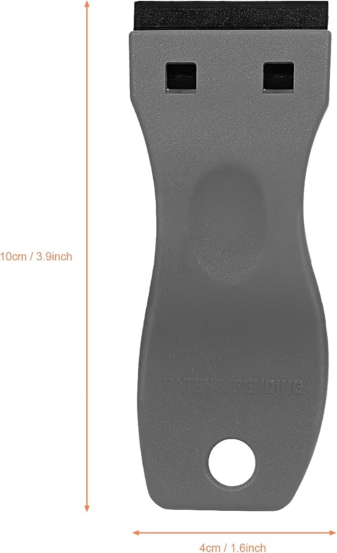 EHDIS 1.5" Plastic Razor Scraper with 10pcs Double Edged Plastic Blades for Removing Labels Stickers Decals on Glass Windows (Grey)