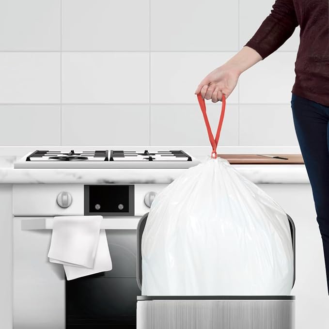 BEIDOU-PAC Trash Bags 8-10 Gallon Drawstring, 60 Count Garbage Bags, Large Kitchen Trash Bags, Odorless & Heavy Duty White Plastic Food Scrap Bags for Bathroom Bedroom Office Waste