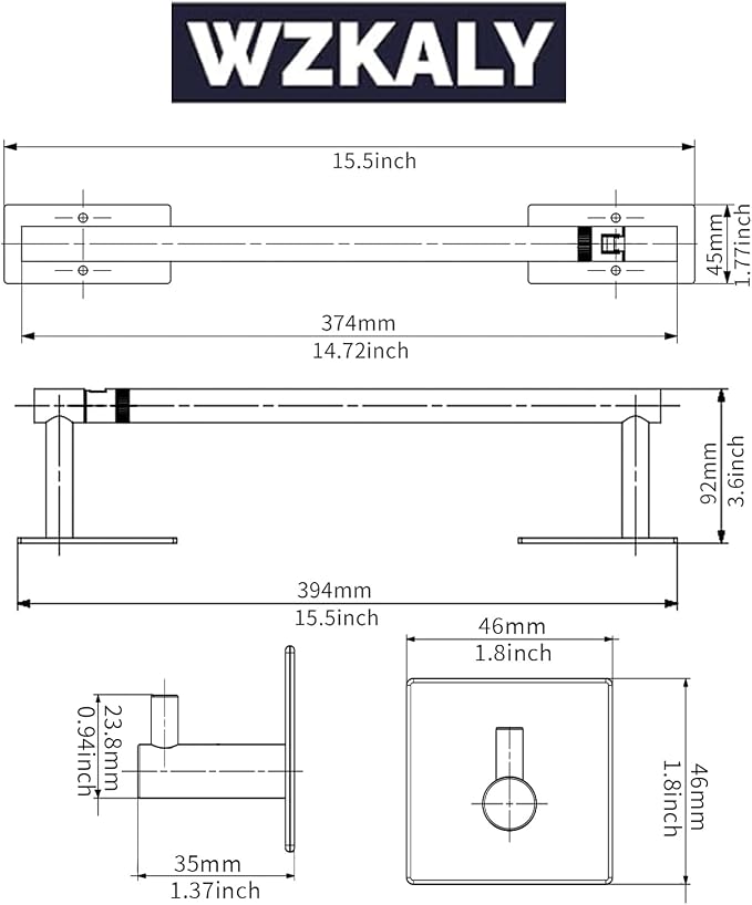 Paper Towel Holder Under Cabinet with 2Hooks Self Adhesive Silver | Brushed Nickel 304 Stainless Steel Post Pivoting Design, Wall Mount for Kitchen Waterproof & Rustproof, Square Base