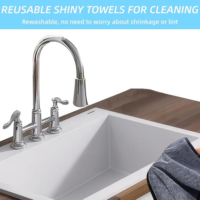 Shiny Towel Wipes Cleaning Cloths 3pcs Replacement Microfiber Towel for Disposable Dust Mop, Super Absorbent Shiny Shower Wipes Cleaning Cloths for Window Bathroom Car Mirror (3pcs Squeegee Refill)