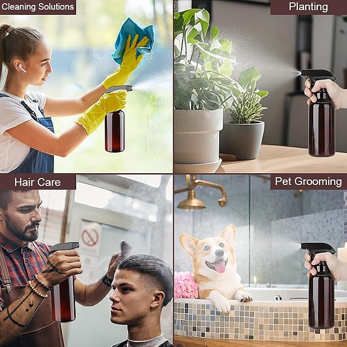 12oz/350ml Plastic Spray Bottles 1 Pack, Adjustable Mist/Stream | Refillable heavy duty spray containers for plants, cooking, hair care and household cleaning