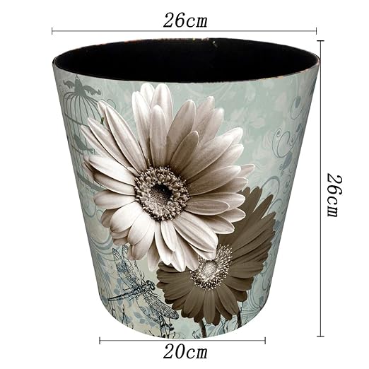 10L/2.64 Gallon PU Leather Trash Can Decorative Waterproof Wastebasket Paper Basket Garbage Bin for Home Office Bathroom