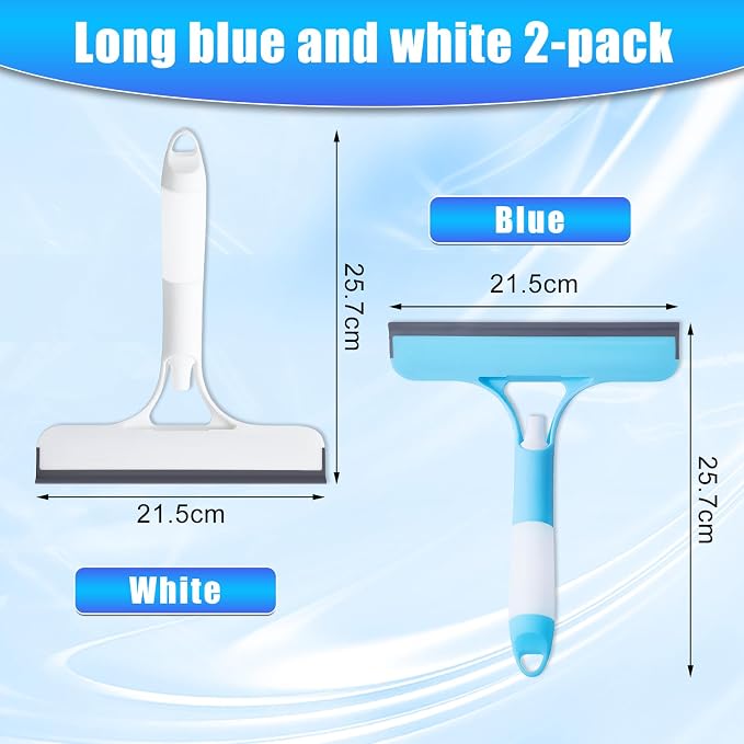 3 in 1 Window Cleaning Scraper, Cleaner Window Squeegee with Sprayer, Squeegee and Scrubber Spray Bottle Window Squeegee for Shower Glass, Mirrors, Car and Home,All-Purpose Window Cleaner Tool (Blue)