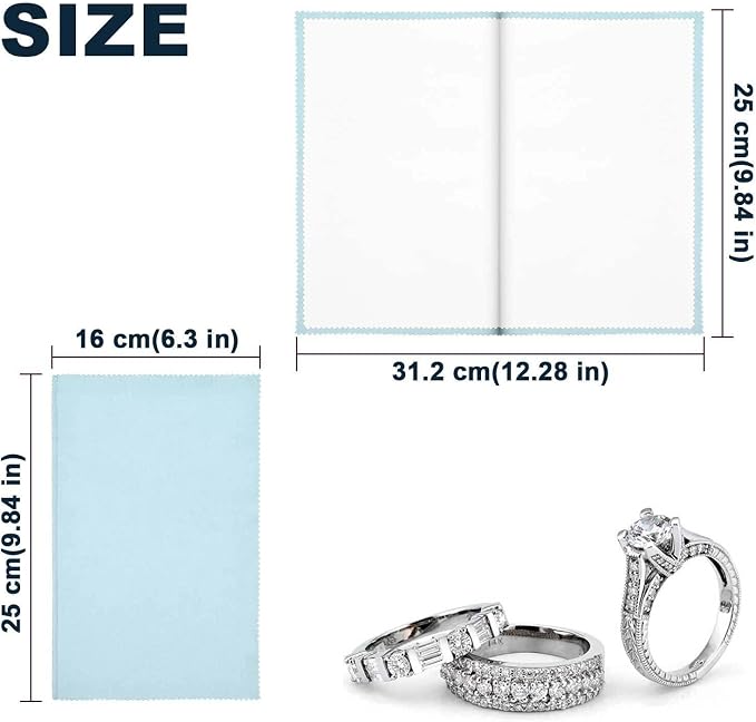 SEVENWELL Silver Polishing Cloth, 2PCS Large Jewelry Cleaning Cloths | Dual-Layer Cleaning, Large 10" × 12", Reusable, Removes Tarnish, Restores Shine, For Sterling Silver, Gold & Platinum