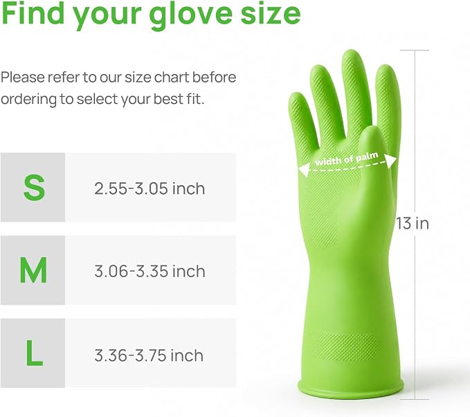 Nitrile Rubber Cleaning Gloves, 3 pairs of reusable kitchen gloves, ideal for dishwashing and household cleaning