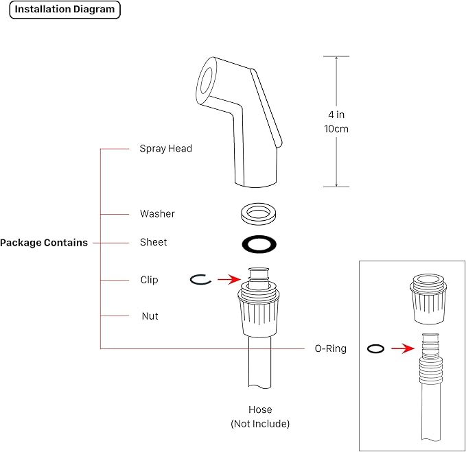 Kitchen Sink Side Spray Head, Sink Sprayer Attachment, Pull Out Spray Head, Faucet Sprayer Replacement, Brushed Nickel