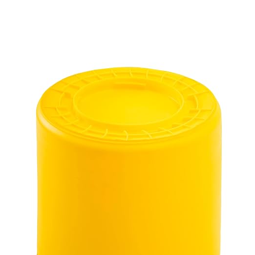 PRO&Family 32 Gallon Yellow Round Commercial Trash Can/Ingredient Bin Recycling Bin Kitchen Garbage Can Office Garbage Can Trash Barrel Plastic Barrel Yard Waste Bin Outdoor Trashcan