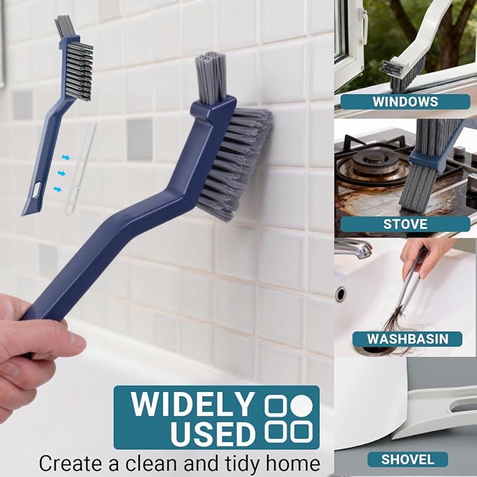 11PCS Crevice Cleaning Brush Set, Hard Bristle Gap Cleaning Tool, Deep Clean Brush for Kitchen Bathroom Sink Grout Corner Crevice & Tight Spaces