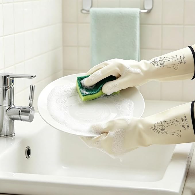 Rubber Cleaning Reusable Gloves, Practical House Warming Gifts | Dishwasher Reusable Gloves, Dishwashing Kitchen Household Essentials, Housewarming Xmas Cleaning Gifts for Cleaner Friends