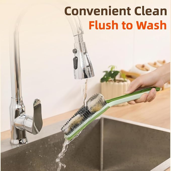 3-in-1 Detail Cleaning Brush, Crevice Grout Brush, Green | Detachable Design Converts Between a Narrow Crevice Brush and Surface Scrubber, Ergonomic Grip & Hard Bristles for Deep Clean