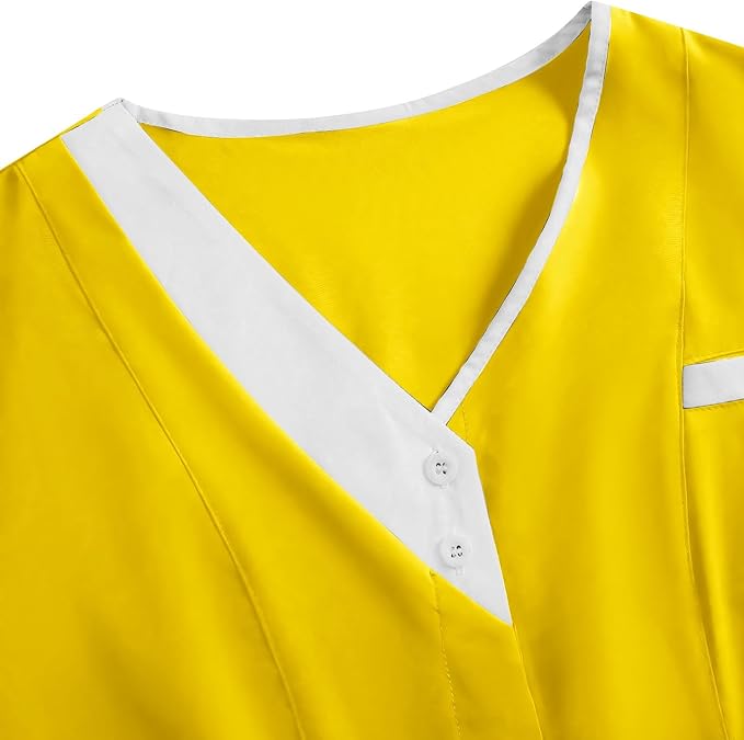 2026 Housekeeping Uniform Cleaning Uniforms - Button V Neck Top & Pants with Multi Pockets - Scrubs for Women
