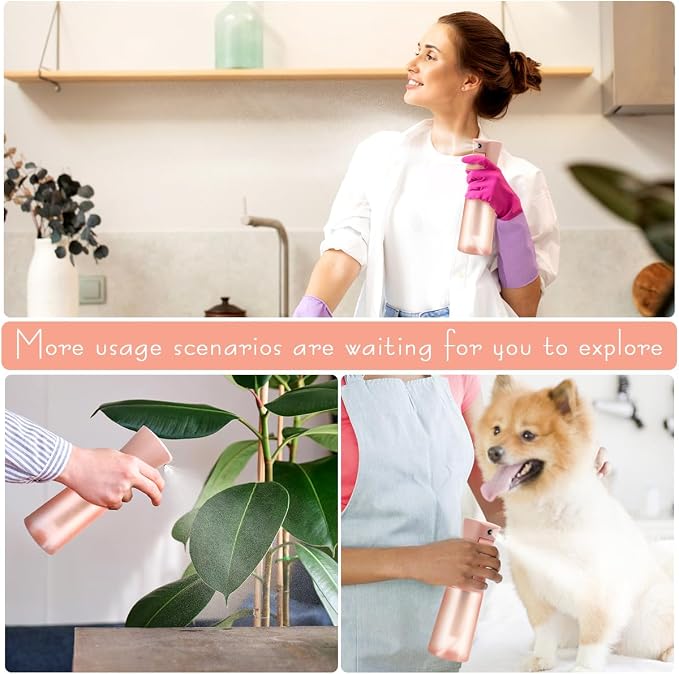 Hair Spray Bottle, Fine Mist Refillable Spray Container,Ultra-Fine Continuous Spray Bottle for Skincare, Plant Care, Pet Grooming, Cleaning
