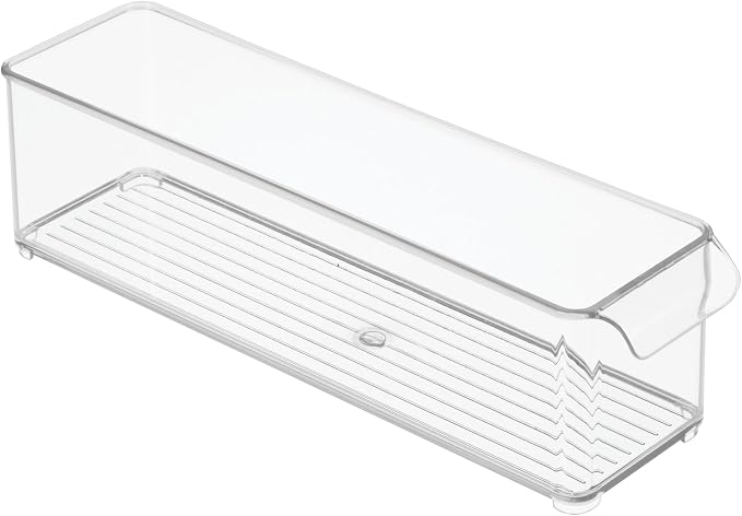 iDesign Stackable Fridge Storage Bin with Handle, Clear | Ideal for Fridge and Freezer, Made in USA