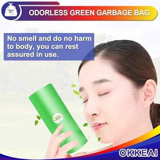 OKKEAI Small Trash Bags 3 Gallon, Green Bathroom Trash Bags, 100 Counts | Strong Garbage Bags, Ideal for Bedroom, Office and Indoor Waste Bins