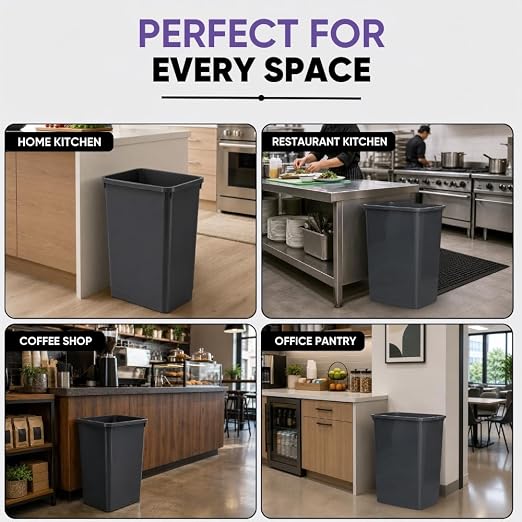 Superio Large Kitchen Trash Can 13 Gallon, 52 Qt Waste Bin for Kitchen, Garage, Indoor and Outdoor Trash Can, Dark Grey