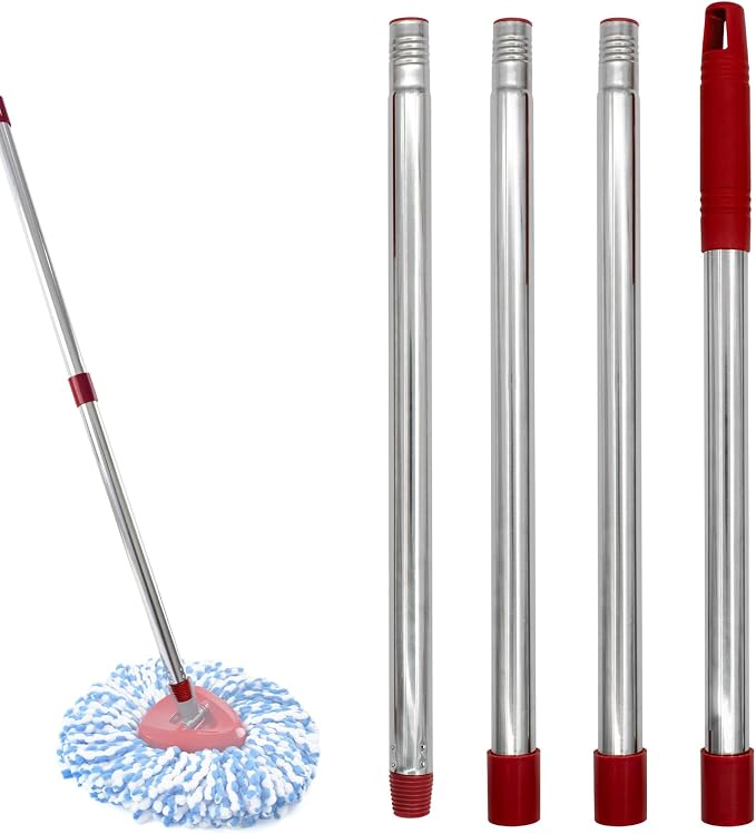 Mop Handle for Ocedar, Mop Handle for O Cedar, 4-Section Spin Mop Handles Replacement for Ocedar Spin Mop and H2pro Flat Mop, 30" to 58" Adjustable Extra Long Stainless Steel Handles for O Cedar Mop