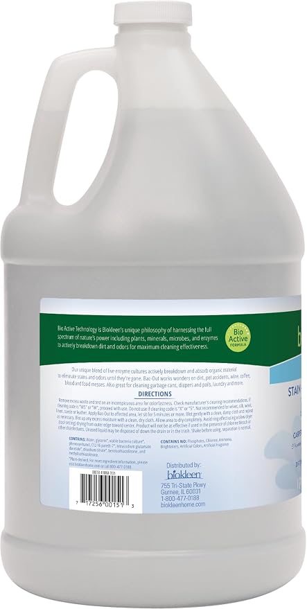 Biokleen Bac Out Enzyme Cleaner, Stain & Pet Odor Eliminator, Unscented | Pet Stain Remover for Carpet, Enzymatic Cleaner for Dog Urine, Cat Urine Enzyme Cleaner Destroyer, Eco-Friendly, Non-Toxic