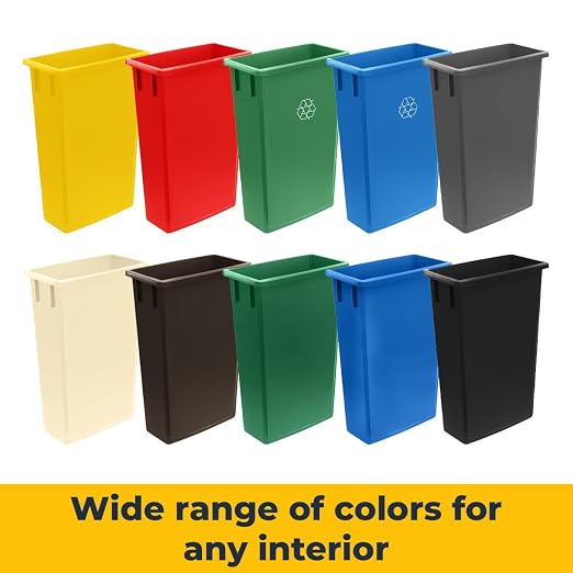 3 pack 23 Gallon Waste Bin with Lid & Dolly, Heavy-Duty Trash Can, Slim Rectangular Garbage Bin, Durable Waste Container, Recycling Bin, Plastic Wastebasket for Kitchen, Garage, Restaurants, Office