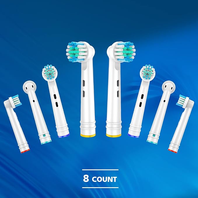 Replacement Brush Heads Fit Oral-B Electric Toothbrushes,8Pcs | Small Round Head,for Daily Clean,Refills for Oral B Handles 3756 3757 3744 3765 3709 4729,End-rounded DuPont Bristles