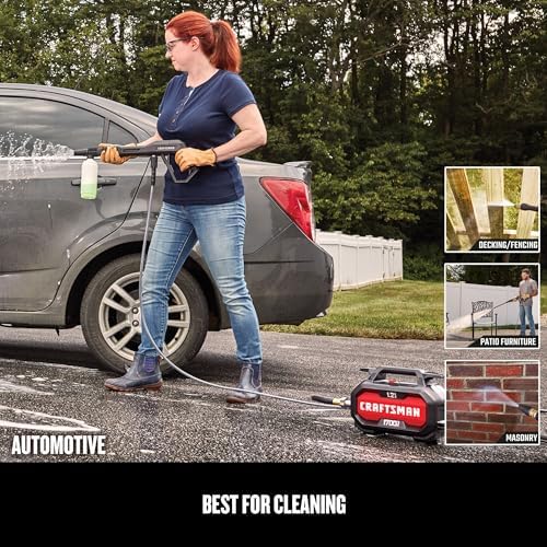 CRAFTSMAN Electric Pressure Washer, Cold Water, Lightweight Corded Power Washer for Cars, Driveways, Patio and Garage, Powerful 1700-PSI, 1.2-GPM, Compact, Easy to Use (CMEPW1700)