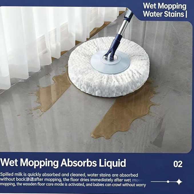 Spin Mop & Bucket System with 4 Washable Microfiber Mop Pads | 4 Washable Microfiber Mop Heads, Durable Replacement Pads for Hardwood, Tile & Multi-Surface Floor Cleaning