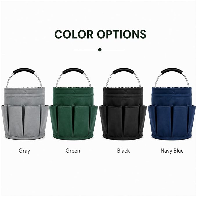 Cleaning Caddy, 17L Foldable Basket with Handle, 6 Pockets - Supply Organizer (Gray)