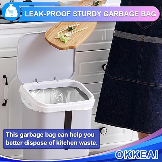 OKKEAI 5L Garbage Bags, Small Trash Bags for Bathroom, 120 Count | Strong Trash Bags with Translucent Material, Fit Small Wastebaskets for Clean Daily Disposal