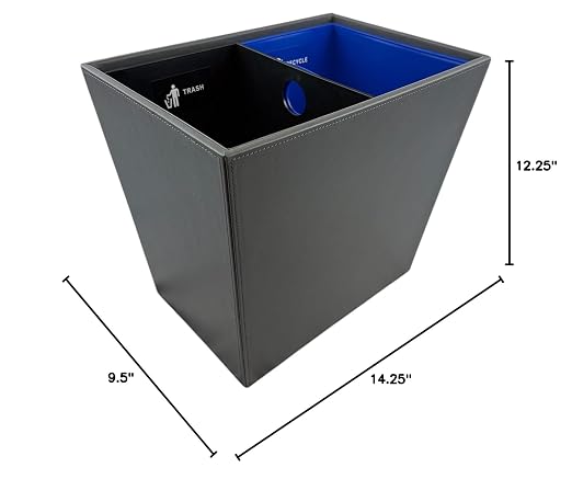 Dual Chamber Recycling & Trash Waste Bin 14.5" x 9" x 12" 22.5 Quarts (Gray)
