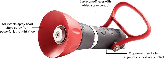 Gilmour Pro Twist Hose Nozzle, Fireman Hose Nozzle for Cleaning and Watering, Heavy Duty Garden Hose Nozzle with Adjustable Spray Pattern, Red | Fireman Hose Nozzle for Cleaning and Watering, Heavy Duty Garden Hose Nozzle with Adjustable Spray Pattern,...