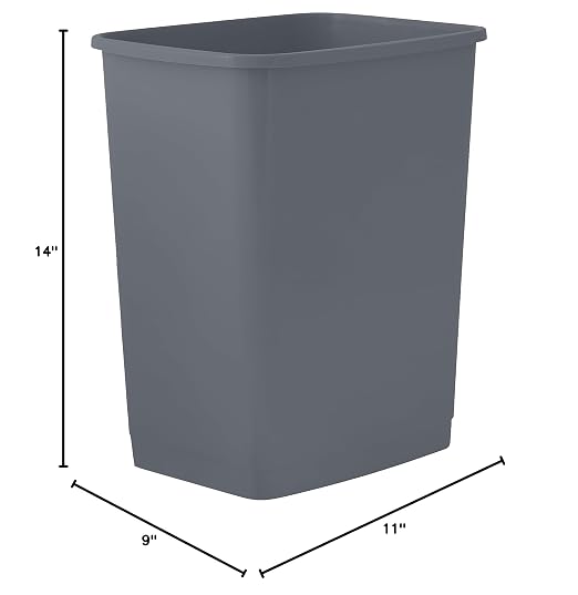 Superio 4.5 Gallon Plastic Trash Can, Waste Bin for Home, Kitchen, Office, Bedroom, Bathroom- 18 Qt (Dark Grey)
