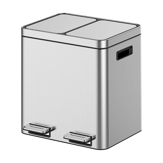 TrailBlaze Trash Can with Lids, 30L/8 Gal 2 Compartments Pedal Stainless Steel Kitchen Recyclingtrash Bin with Odor Seal, Removable Buckets, for Office Home Kitchen Garbage Can Trash Bin
