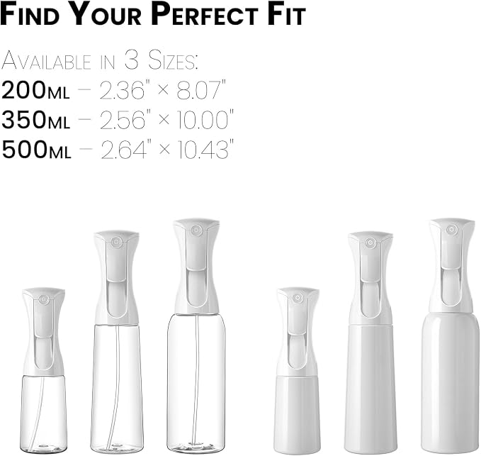 Mistifi Spray Plastic Bottle for Hair, Ultra Fine Mist, Water Mister for Hairstyling, Cleaning, Plants, Pets cleaning 17 oz/500ml, clear bottle