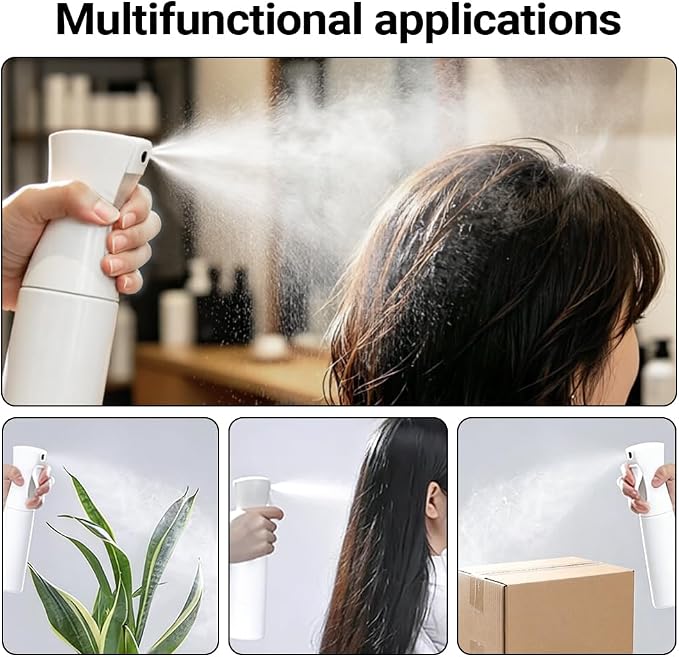 Ella & Sara Fine Mist Spray Bottle 200ml (White) - Continuous Water Mister for Hairstyling, Plants & Home Cleaning, Refillable Spray Bottle for Salon, Barber, Pets & Essential Oil Diffuser