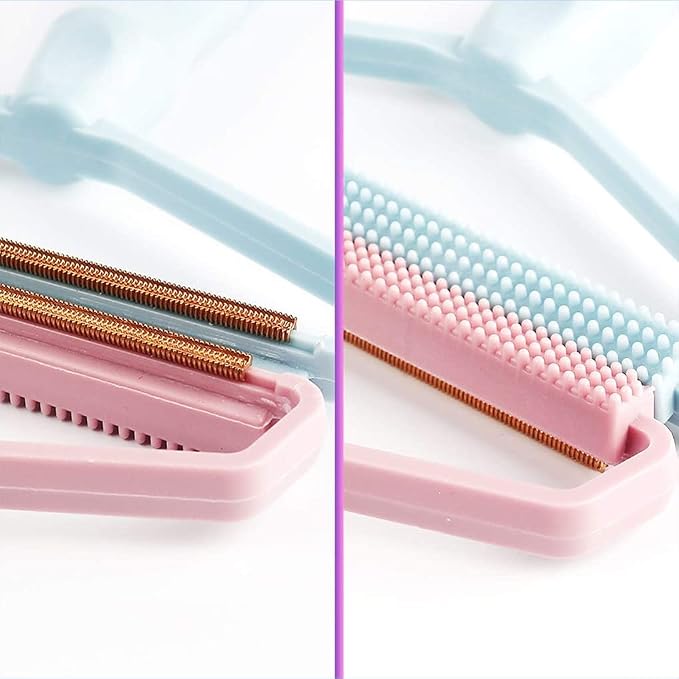 2 Pack Portable Lint Remover, Manual Fabric Shaver, Reusable Pet Hair Remover for Carpet, Clothing, Furniture, Couch Blue Pink 2pcs