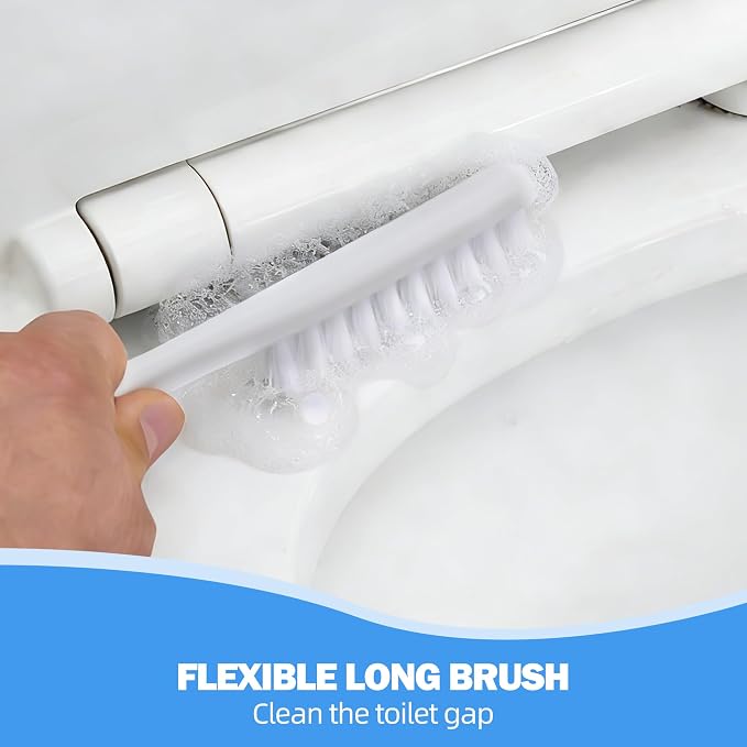 2 Pack Toilet Brush and Plunger Set, Plunger and Brush Set, White | Nylon Bristles, Strong Suction Plunger, With a drip tray, Bathroom Cleaning Tools,Apartment essentials, compact floor storage