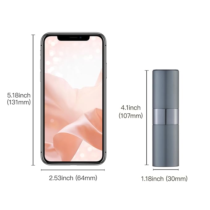 Travel Perfume Bottle Refillable 20ml, Cologne Spray Atomizer Large, Grey | Empty spray for fragrance, leak proof, mini size, twist up, portable, refill small decanter, for men & women, TSA friendly