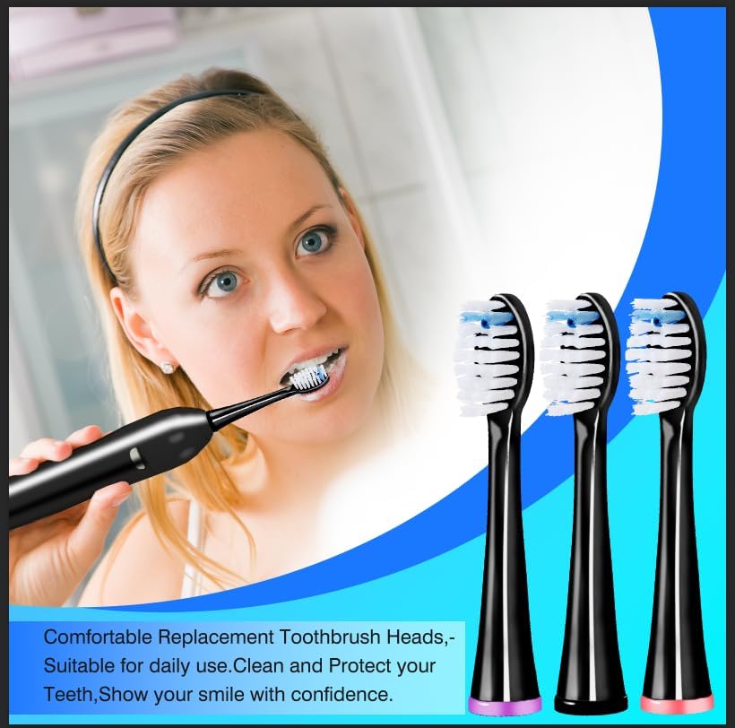 Replacement Heads for WaterPik Sonic Fusion 3Pack | Replacement Brush Heads for WaterPik Sonic Fusion 2.0 Flossing Toothbrush SF-01/SF-02/SF-03/SF-04 with Cover,Black