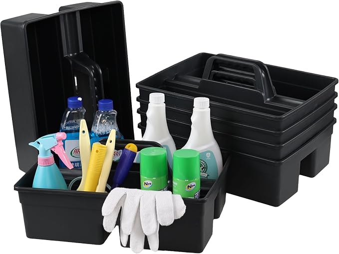 Asking 6 Pack Cleaning Caddy Organizer with Handle, Plastic Carry Caddy | Multi Compartment Design, Convenient Carry Handle, Thickened Plastic, Perfect for Family & Commercial Cleaning Storage