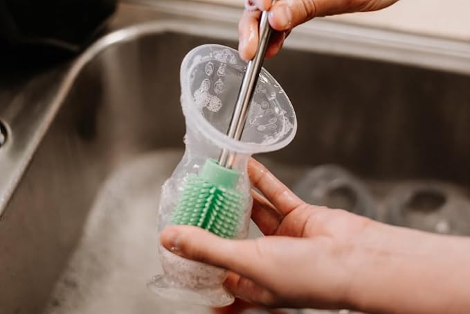 Haakaa Food-Grade Silicone Double-Ended Cleaning Brush (Brush-Lime) | Household Cleaning Brushes Food-Grade Silicone Dishwasher Safe